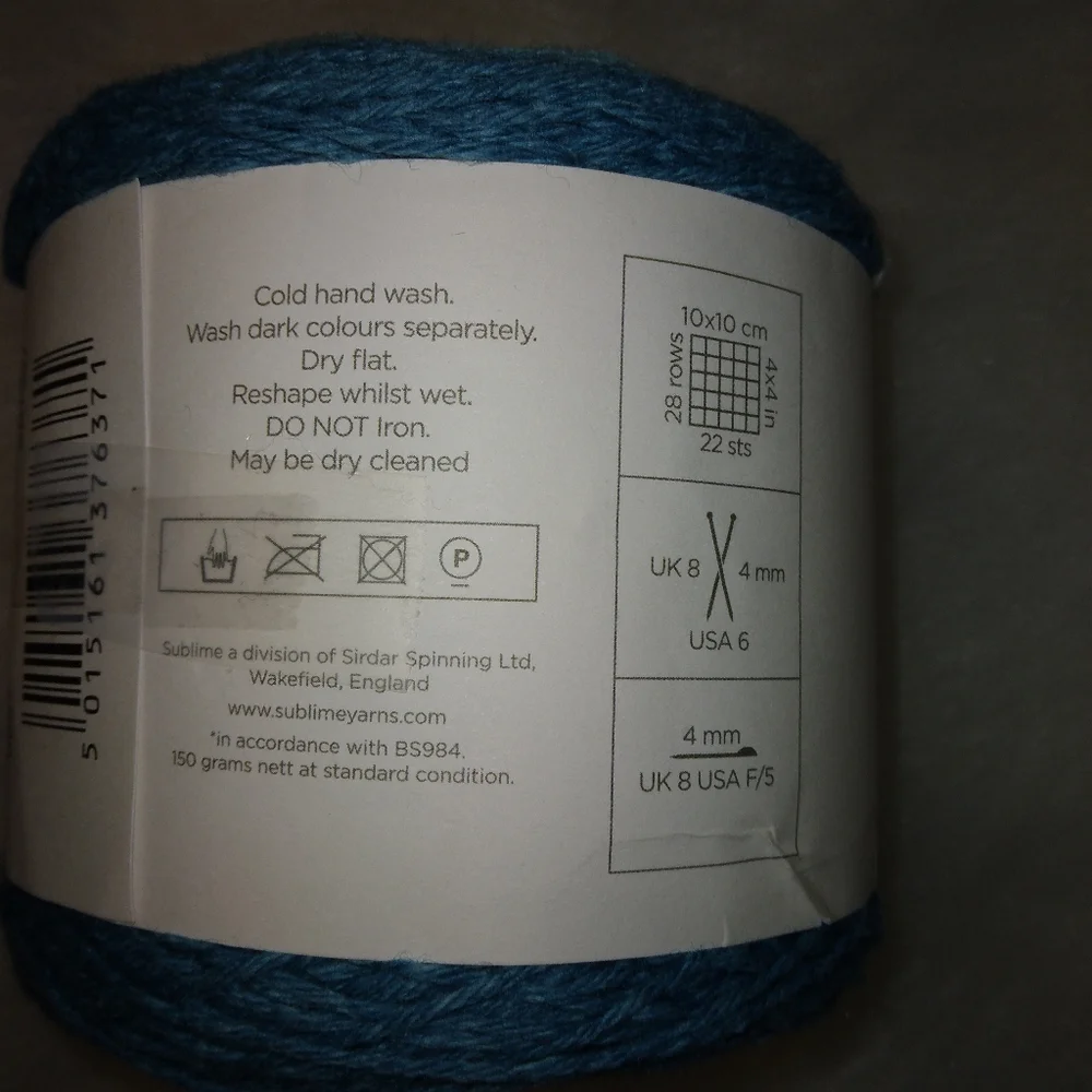 YARN Sublime Eden, 150 g 544 yards, 55% wool 45% cotton